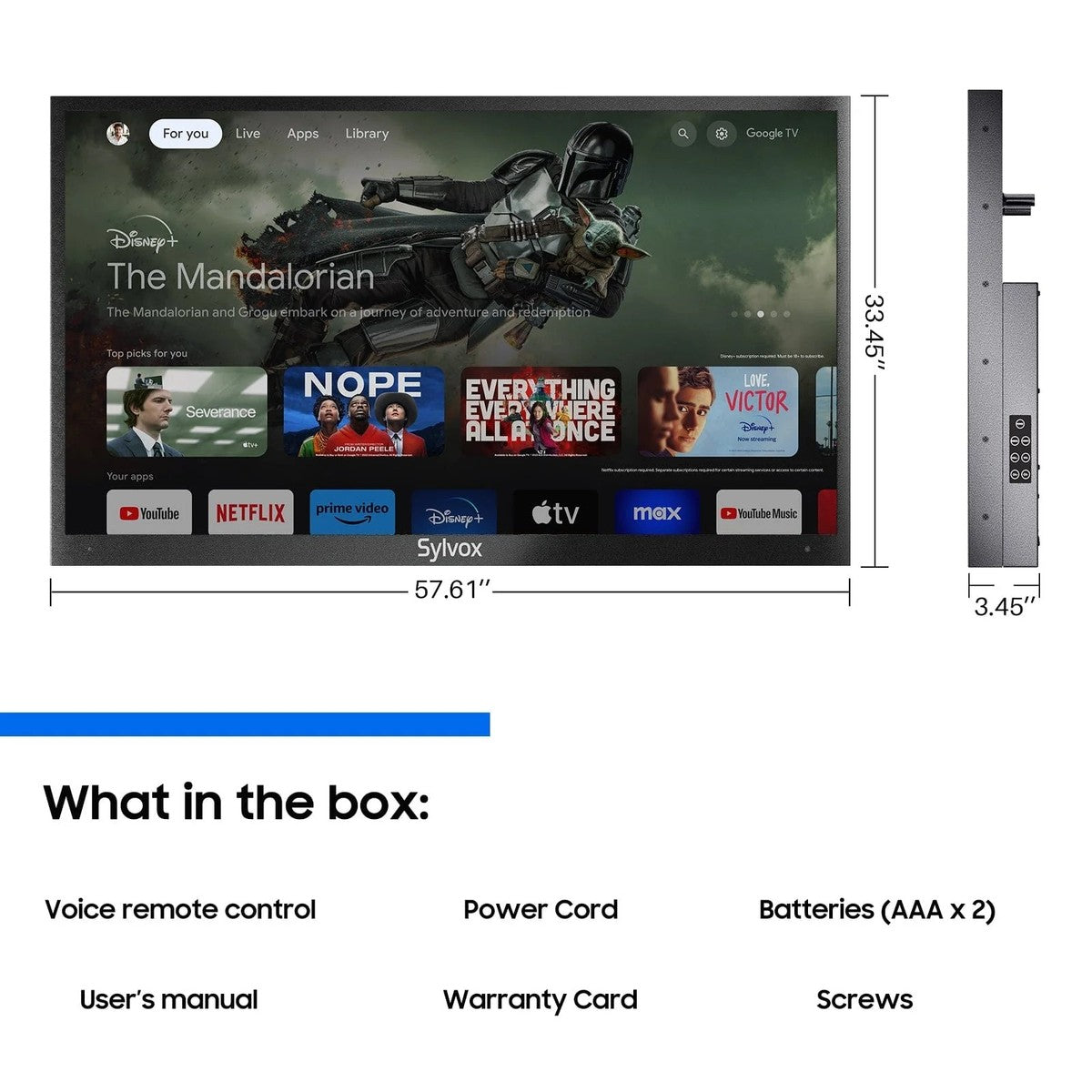 SYLVOX 165 cm / 65´´ Teilsonne Outdoor Google QLED