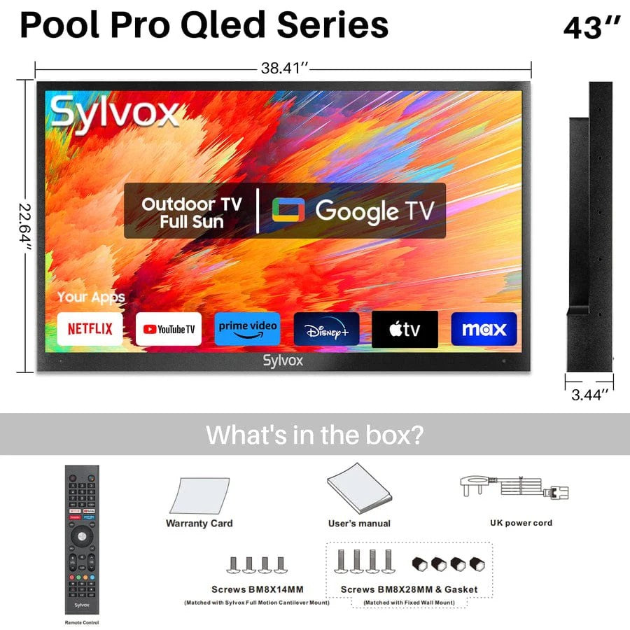 SYLVOX 109 cm / 43´´ Volle Sonne Outdoor Google QL
