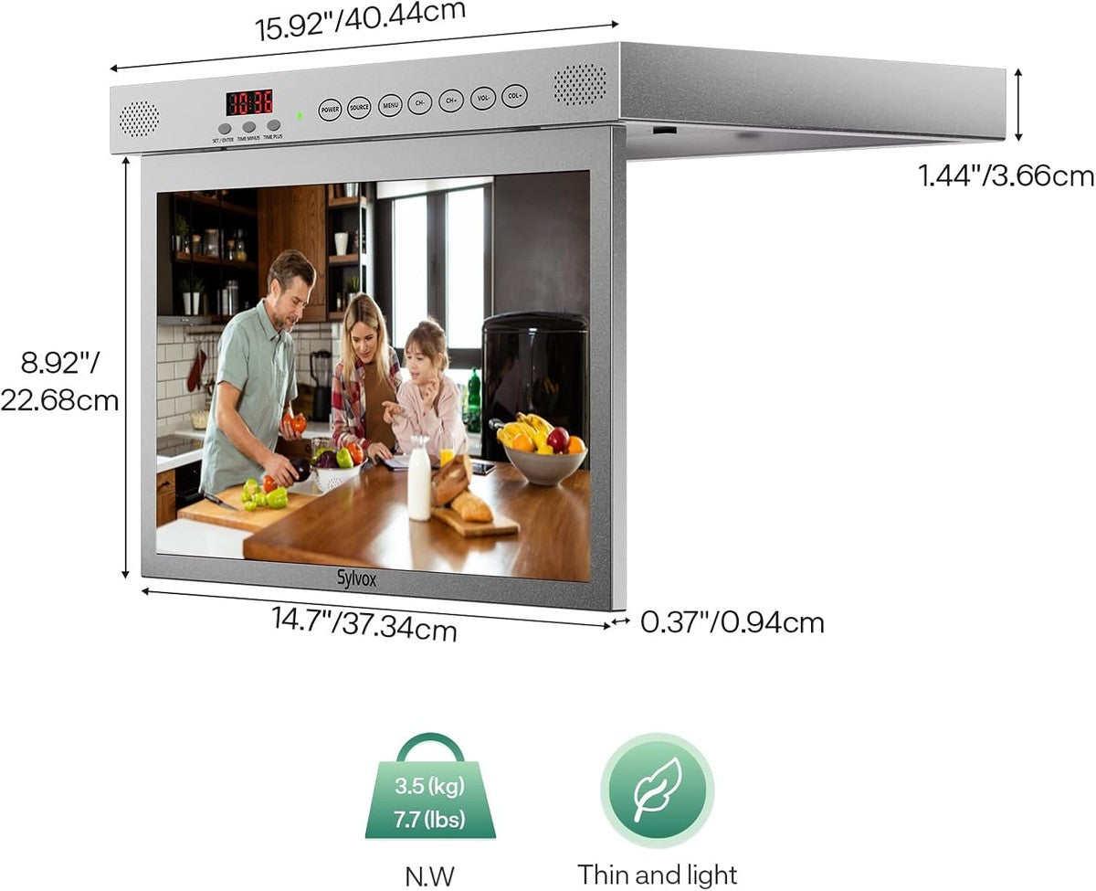 SYLVOX 40 cm / 15.6´´ Unterbau Küchen-TV Silber