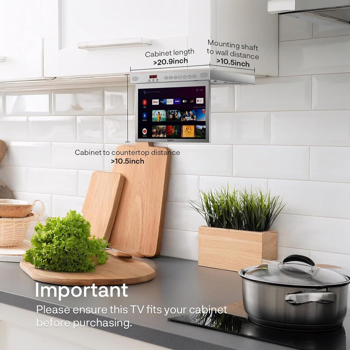 SYLVOX 40 cm / 15.6´´ Unterbau Küchen-TV Silber