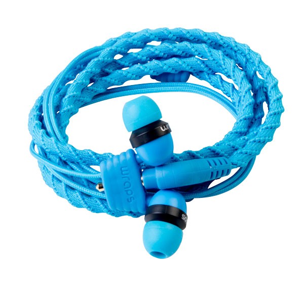 wraps Armband in-ear Kopfhörer blau mit Mikro