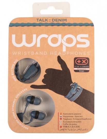 wraps Armband in-ear Kopfhörer Denimblau mit Mikro